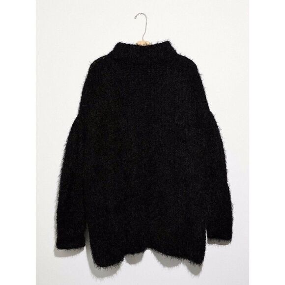 NWT FREE PEOPLE OASIS TUNIC OVERSIZED PULLOVER TURTLENECK SWEATER BLACK - Picture 3 of 4